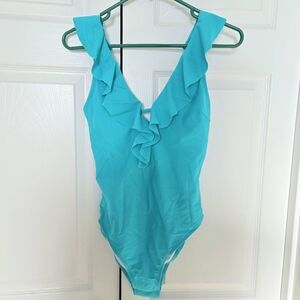 Cupshe Women's Size Medium One Piece Swimsuit Bathing Suit V Neck Ruffled